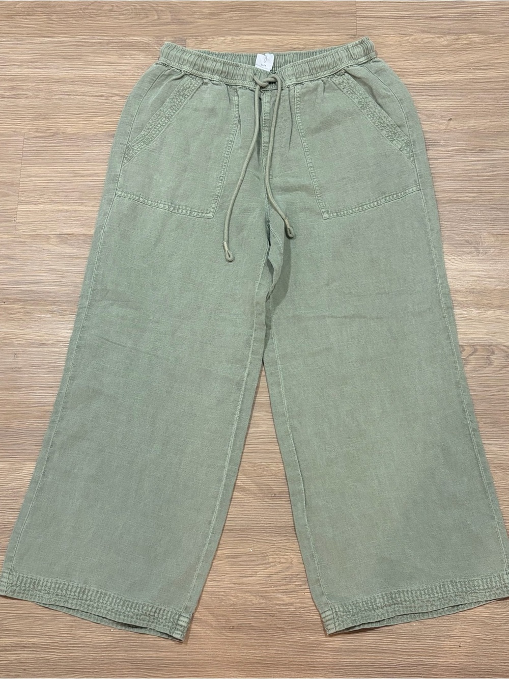 Joie Olive Green Linen Lyocell Wide Leg Drawstring Pants | Sz. Small
